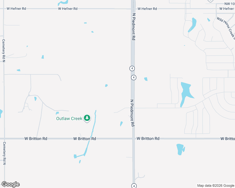 map of restaurants, bars, coffee shops, grocery stores, and more near 9901 North Piedmont Road in Yukon