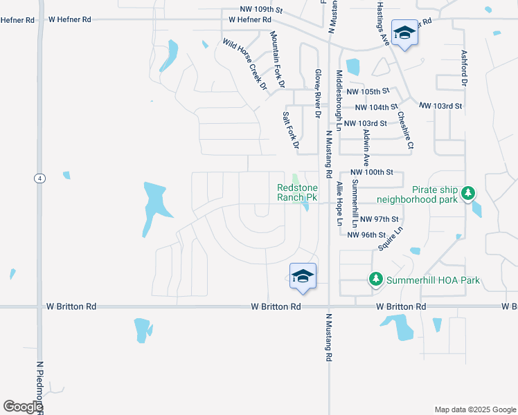 map of restaurants, bars, coffee shops, grocery stores, and more near 9901 Ruger Road in Yukon