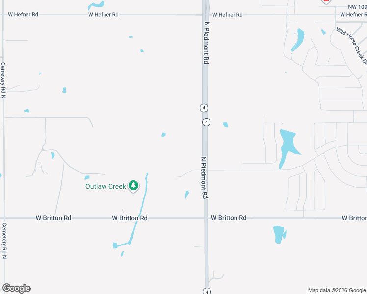 map of restaurants, bars, coffee shops, grocery stores, and more near 9901 North Piedmont Road in Yukon