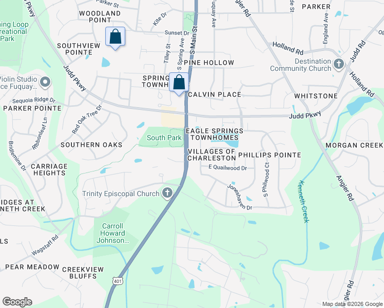 map of restaurants, bars, coffee shops, grocery stores, and more near 920 Award Street in Fuquay-Varina