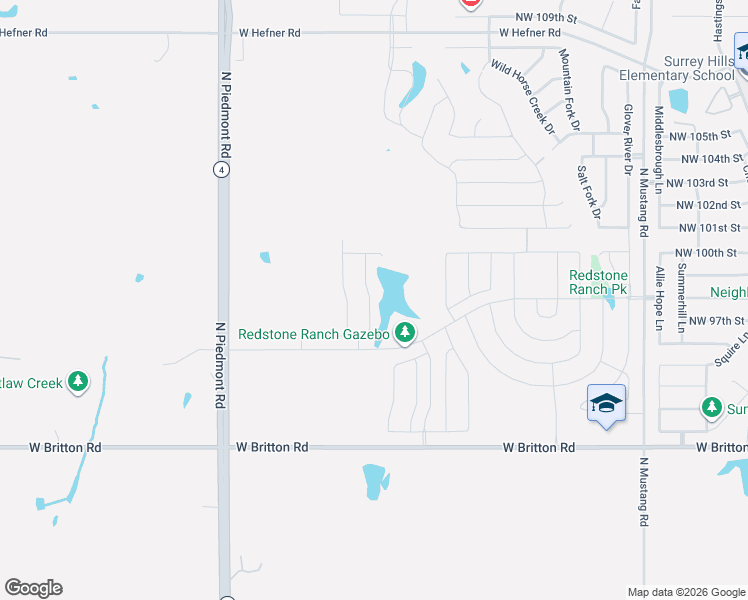 map of restaurants, bars, coffee shops, grocery stores, and more near 11401-11927 West Britton Road in Yukon