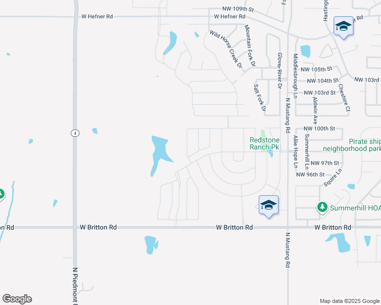 map of restaurants, bars, coffee shops, grocery stores, and more near 11432 Northwest 101st Street in Yukon