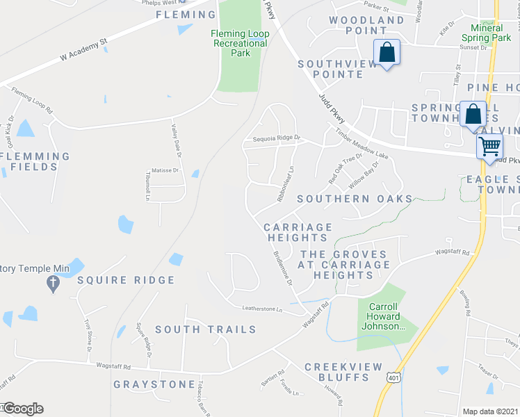 map of restaurants, bars, coffee shops, grocery stores, and more near 934 Ribbonleaf Lane in Fuquay Varina
