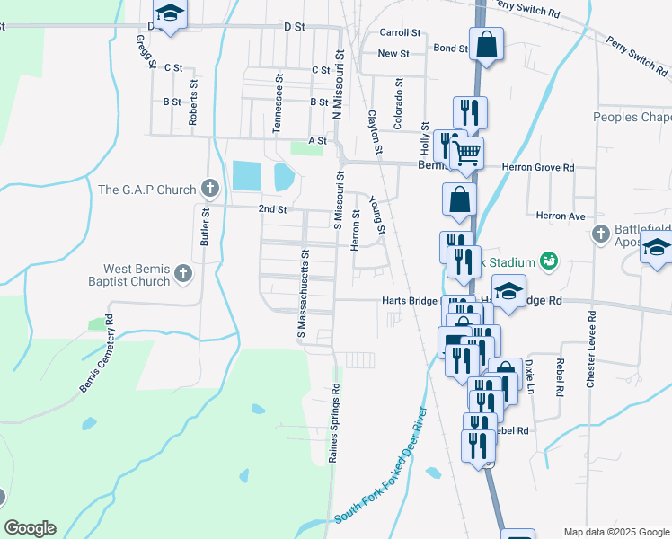 map of restaurants, bars, coffee shops, grocery stores, and more near 1 Judson Street in Jackson