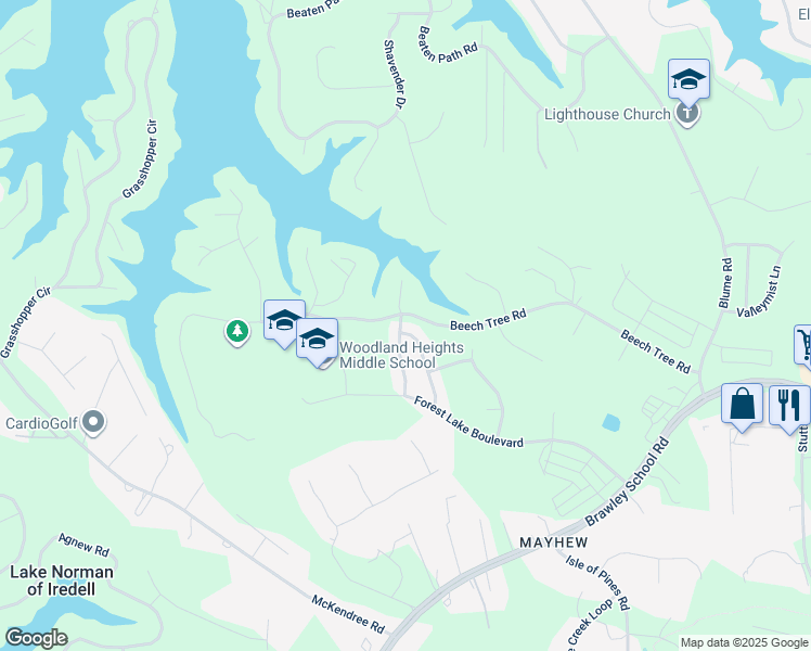 map of restaurants, bars, coffee shops, grocery stores, and more near 146 Swamp Rose Drive in Mooresville