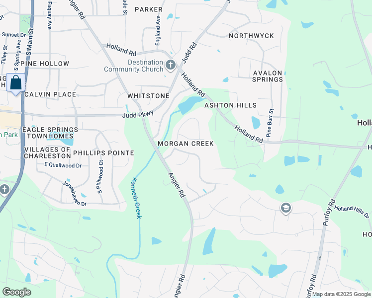 map of restaurants, bars, coffee shops, grocery stores, and more near 1013 Crystal Water Drive in Fuquay Varina