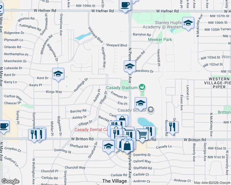 map of restaurants, bars, coffee shops, grocery stores, and more near 2124 Gladstone Terrace in The Village