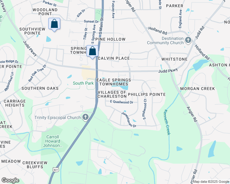 map of restaurants, bars, coffee shops, grocery stores, and more near 826 New Charleston Drive in Fuquay Varina