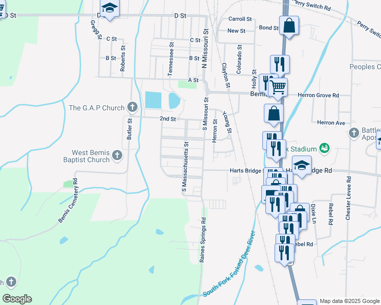 map of restaurants, bars, coffee shops, grocery stores, and more near 18 4th Street in Jackson