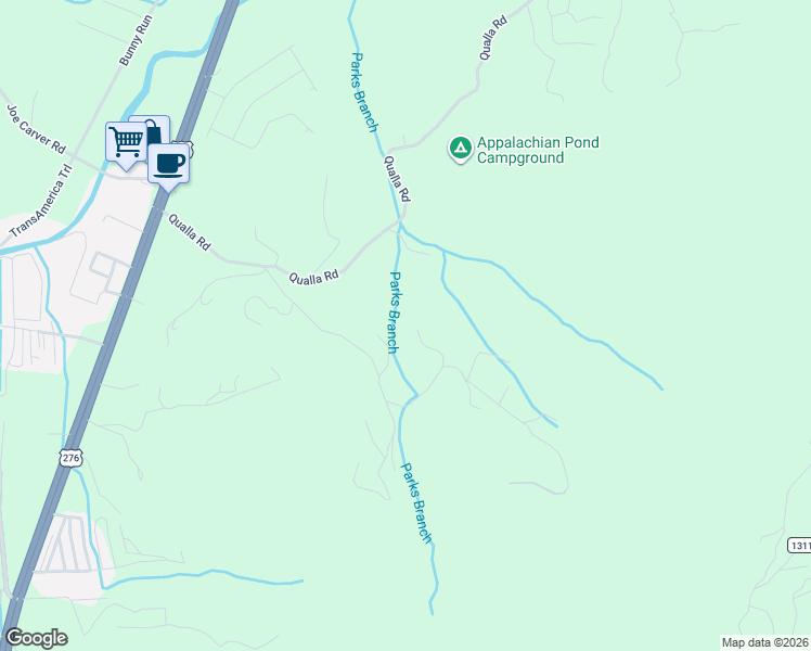 map of restaurants, bars, coffee shops, grocery stores, and more near 96 Tibi Lane in Waynesville