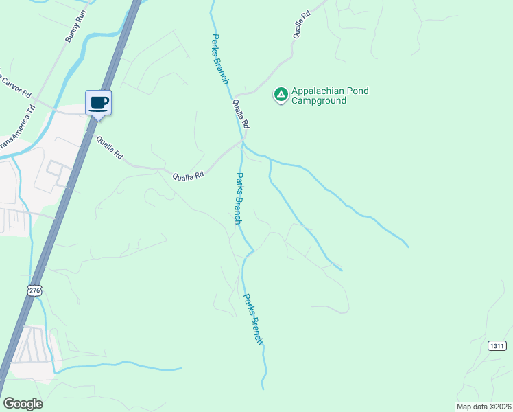 map of restaurants, bars, coffee shops, grocery stores, and more near 96 Tibi Lane in Waynesville