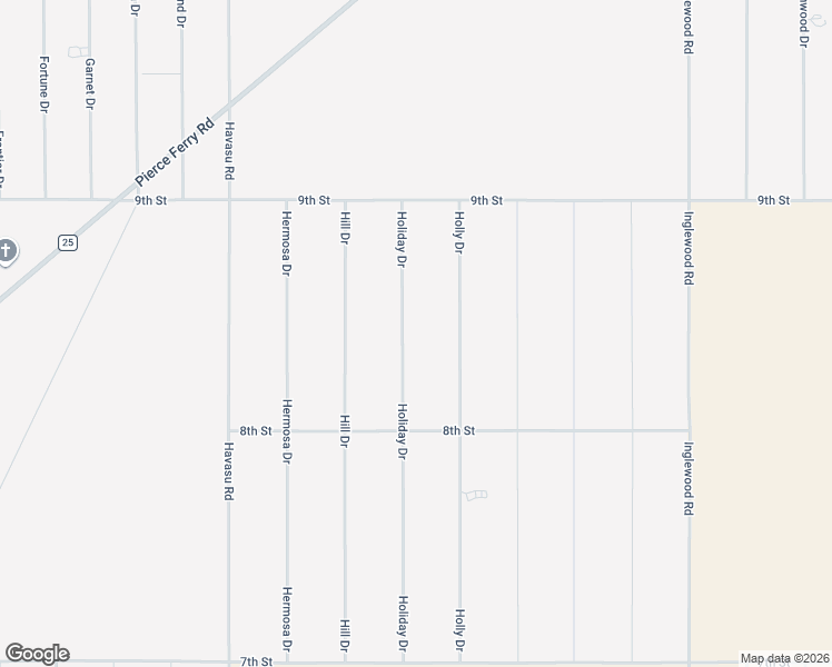 map of restaurants, bars, coffee shops, grocery stores, and more near 15353 Holiday Drive in Dolan Springs