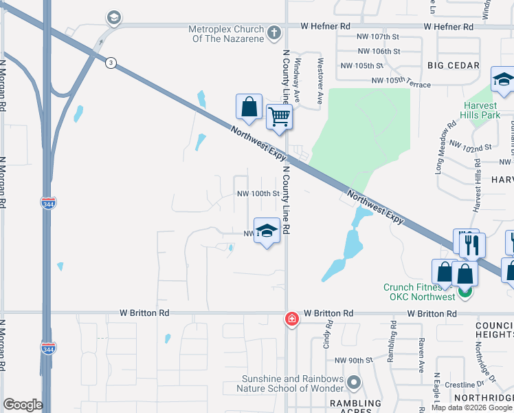 map of restaurants, bars, coffee shops, grocery stores, and more near 10012 Carnie Circle in Yukon