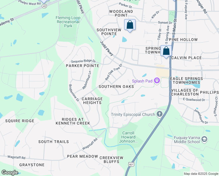 map of restaurants, bars, coffee shops, grocery stores, and more near 829 Willow Bay Drive in Fuquay-Varina