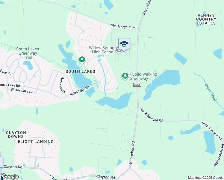 map of restaurants, bars, coffee shops, grocery stores, and more near 816 Long Lake Drive in Fuquay-Varina