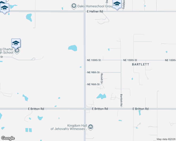 map of restaurants, bars, coffee shops, grocery stores, and more near 9840 North Eastern Avenue in Oklahoma City