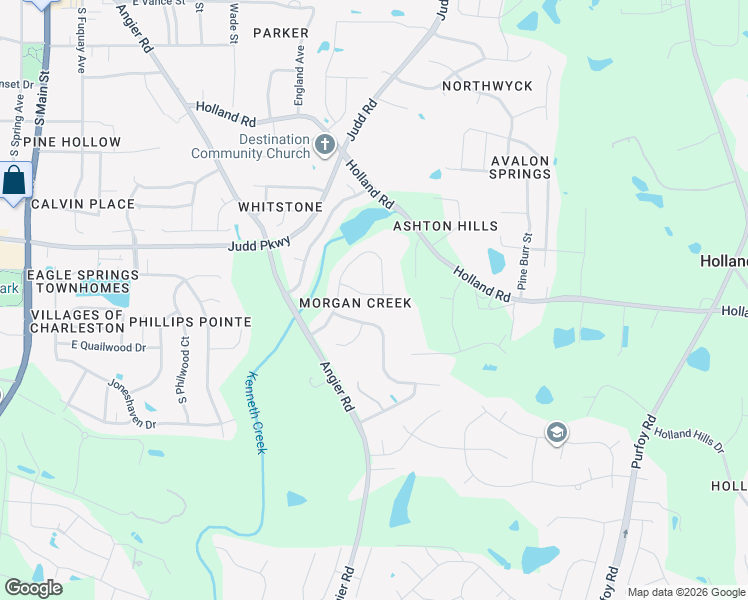 map of restaurants, bars, coffee shops, grocery stores, and more near 1021 Crystal Water Drive in Fuquay-Varina