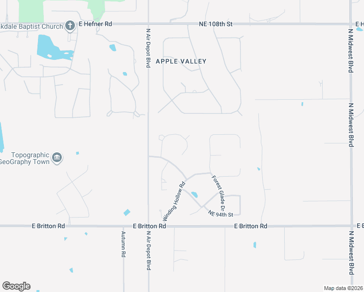 map of restaurants, bars, coffee shops, grocery stores, and more near 10022 Hidden Hollow Lane in Oklahoma City