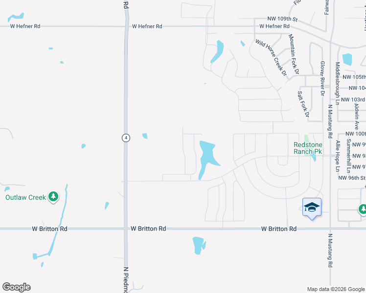 map of restaurants, bars, coffee shops, grocery stores, and more near 9601 North Piedmont Road in Yukon