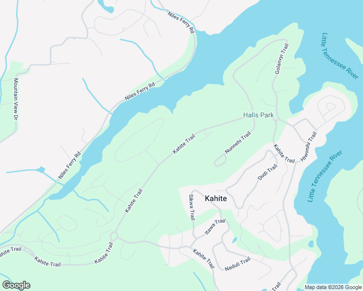 map of restaurants, bars, coffee shops, grocery stores, and more near Kahite Trail in Vonore