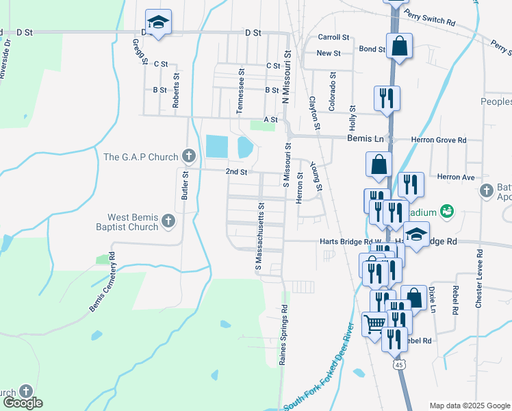 map of restaurants, bars, coffee shops, grocery stores, and more near 18 4th Street in Jackson