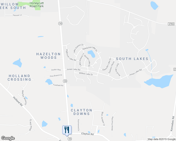 map of restaurants, bars, coffee shops, grocery stores, and more near 846 Lake Artesia Lane in Fuquay Varina