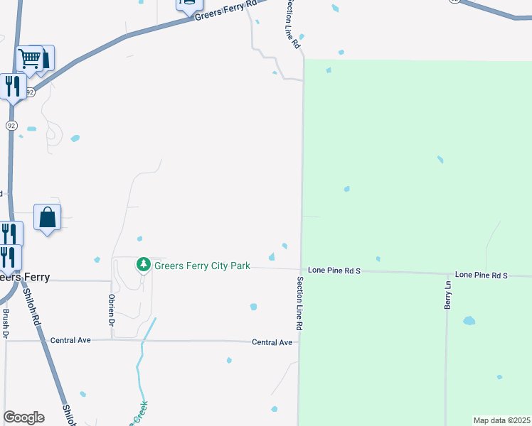 map of restaurants, bars, coffee shops, grocery stores, and more near 500 Section Line Road in Greers Ferry