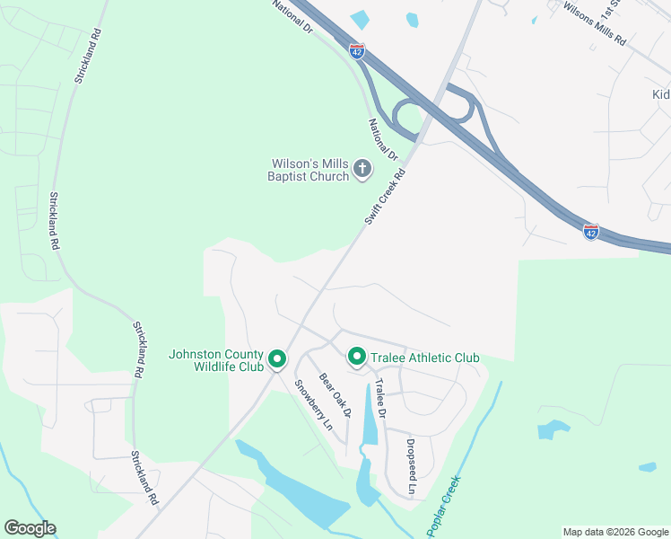 map of restaurants, bars, coffee shops, grocery stores, and more near 830 Swift Creek Road in Smithfield