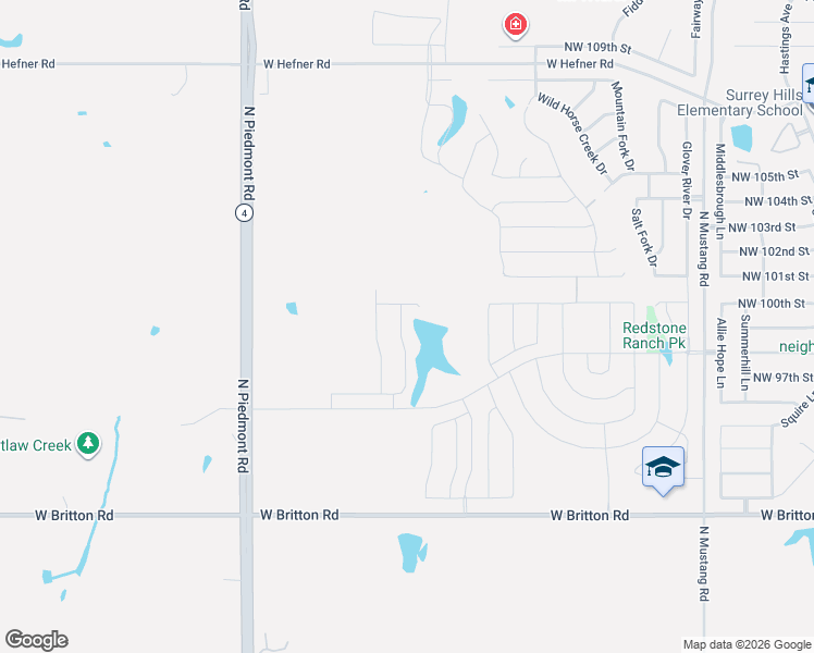 map of restaurants, bars, coffee shops, grocery stores, and more near 11401-11927 West Britton Road in Yukon