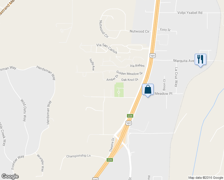 map of restaurants, bars, coffee shops, grocery stores, and more near 104 Templeton Cemetary Rd in Paso Robles