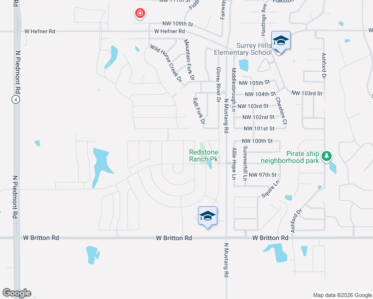 map of restaurants, bars, coffee shops, grocery stores, and more near 10012 Ruger Road in Yukon