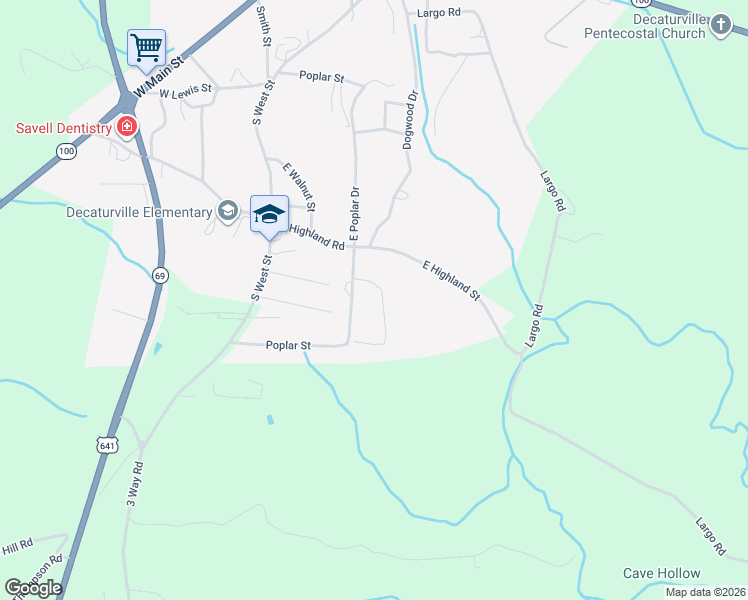 map of restaurants, bars, coffee shops, grocery stores, and more near 665 East Poplar Drive in Decaturville