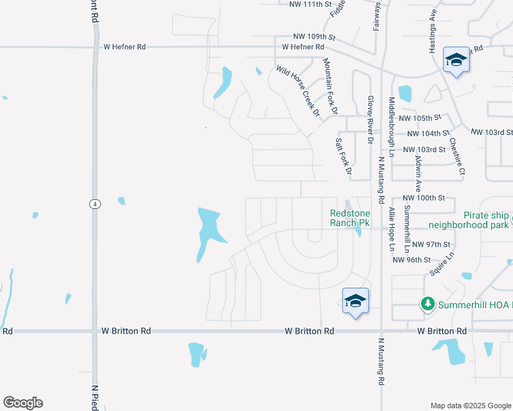 map of restaurants, bars, coffee shops, grocery stores, and more near 11432 Northwest 101st Street in Yukon