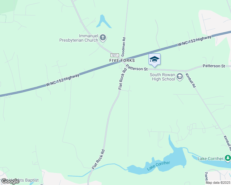 map of restaurants, bars, coffee shops, grocery stores, and more near 2115 Flat Rock Road in China Grove