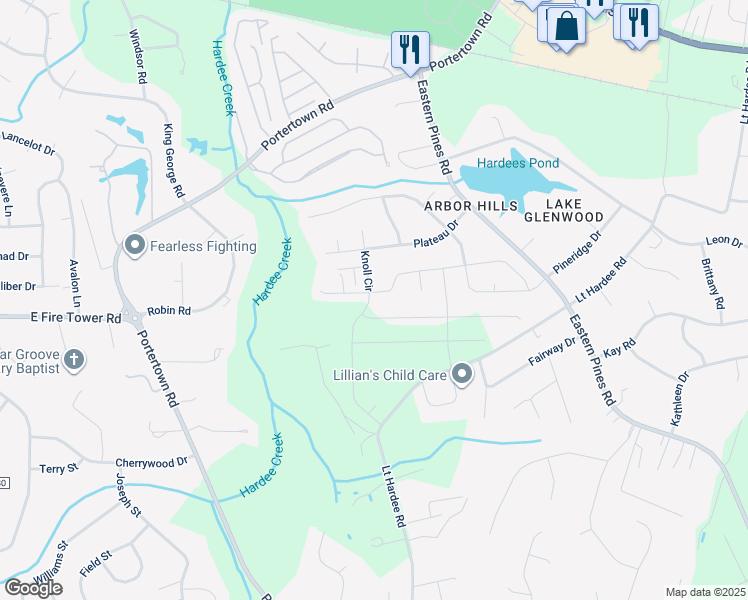 map of restaurants, bars, coffee shops, grocery stores, and more near 453 Rockland Drive in Greenville