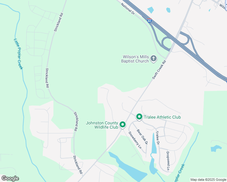 map of restaurants, bars, coffee shops, grocery stores, and more near 120 Powell Drive in Smithfield
