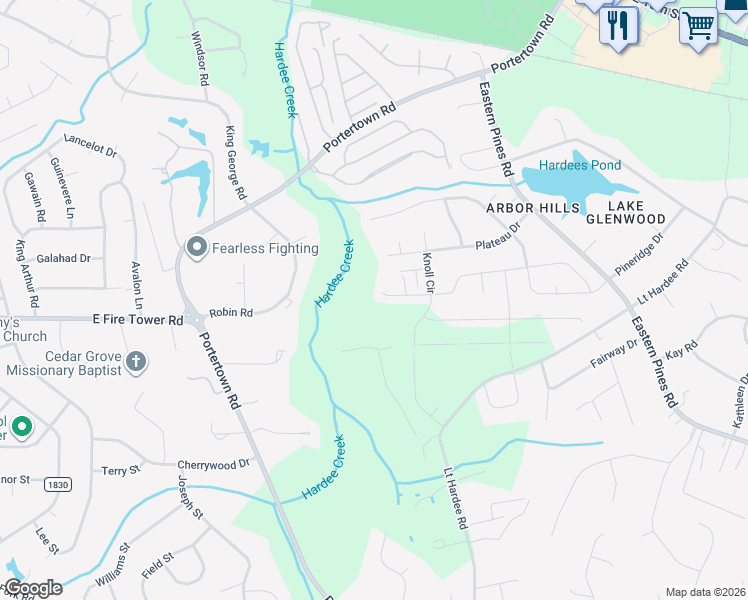 map of restaurants, bars, coffee shops, grocery stores, and more near 505 Plateau Drive in Greenville