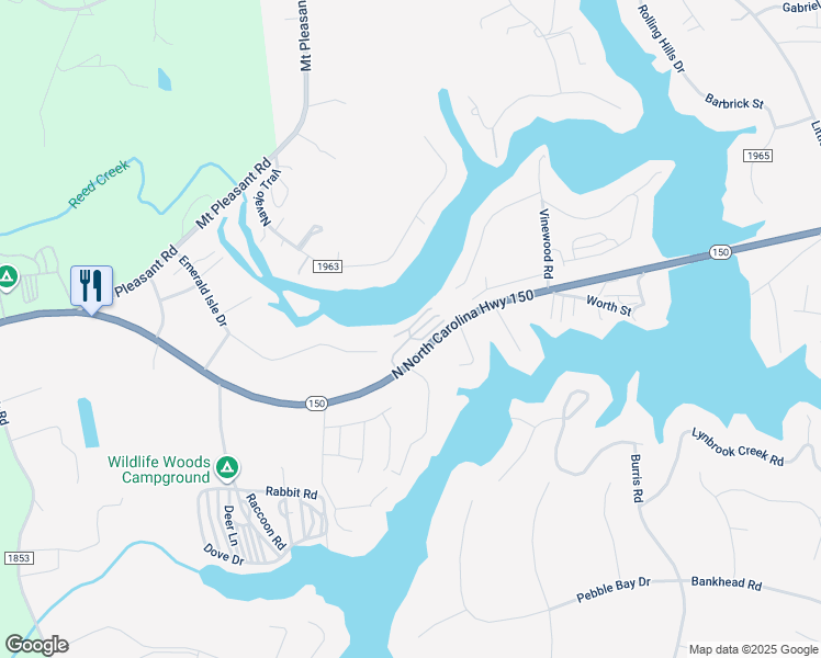 map of restaurants, bars, coffee shops, grocery stores, and more near 6790 Emerald Isle Drive in Sherrills Ford