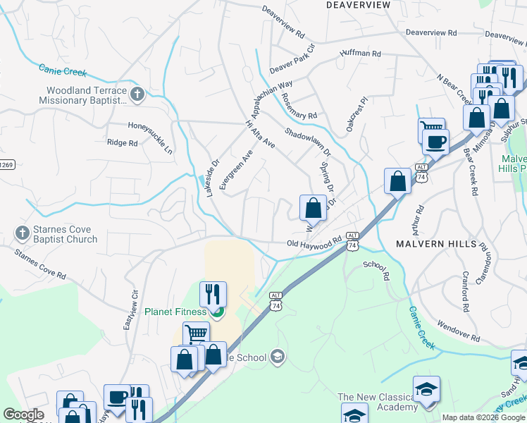 map of restaurants, bars, coffee shops, grocery stores, and more near 31 Central Avenue West in Asheville