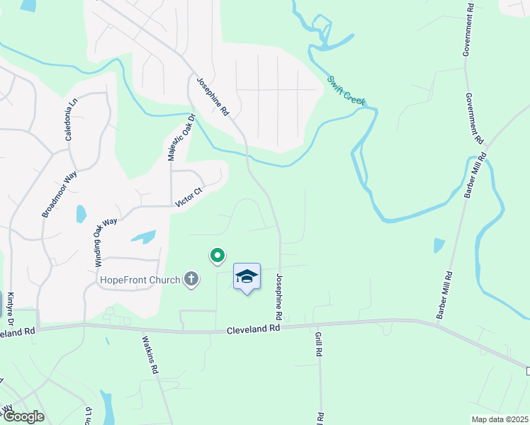 map of restaurants, bars, coffee shops, grocery stores, and more near Grey Hawk Dr in Clayton