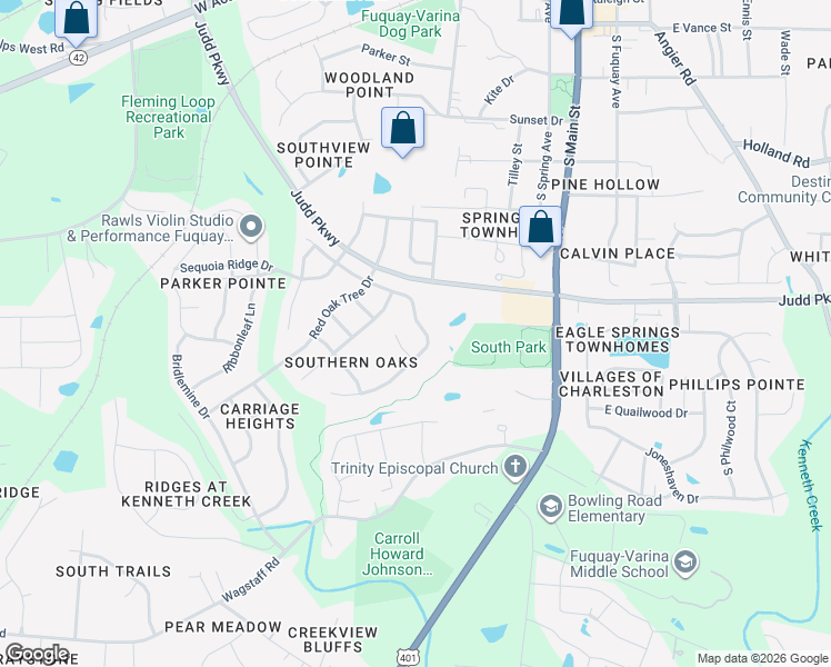 map of restaurants, bars, coffee shops, grocery stores, and more near 431 Timber Meadow Lake in Fuquay-Varina