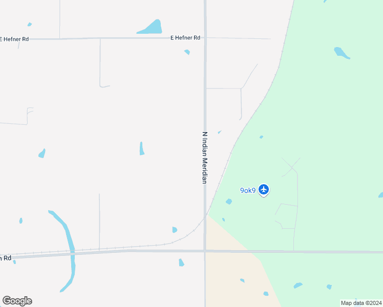 map of restaurants, bars, coffee shops, grocery stores, and more near 10025 North Indian Meridian Road in Jones