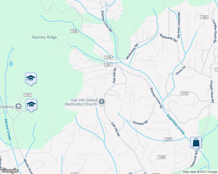 map of restaurants, bars, coffee shops, grocery stores, and more near 7 Gertrude Lane in Candler