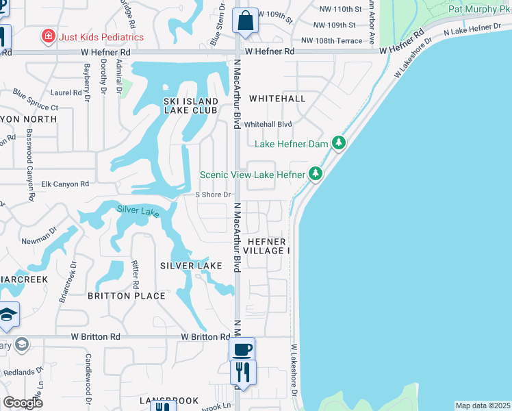 map of restaurants, bars, coffee shops, grocery stores, and more near in Oklahoma City