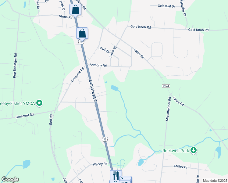 map of restaurants, bars, coffee shops, grocery stores, and more near 8071 U.S. 52 in Rockwell