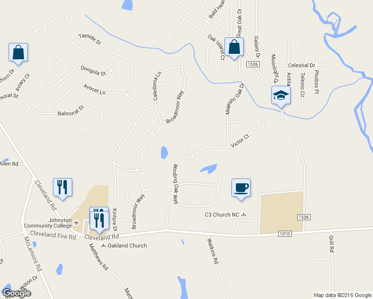 map of restaurants, bars, coffee shops, grocery stores, and more near 51 Tall Oak Court in Clayton