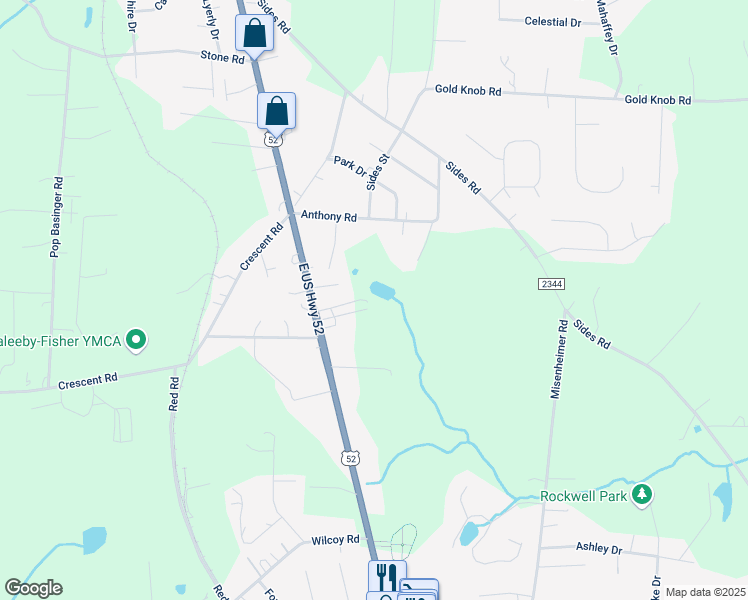 map of restaurants, bars, coffee shops, grocery stores, and more near 8071 U.S. 52 in Rockwell