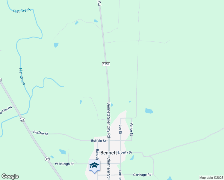 map of restaurants, bars, coffee shops, grocery stores, and more near 3283 Bennett Siler City Road in Bennett