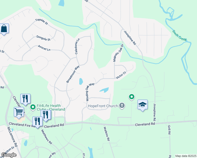 map of restaurants, bars, coffee shops, grocery stores, and more near 146 Winding Oak Way in Clayton