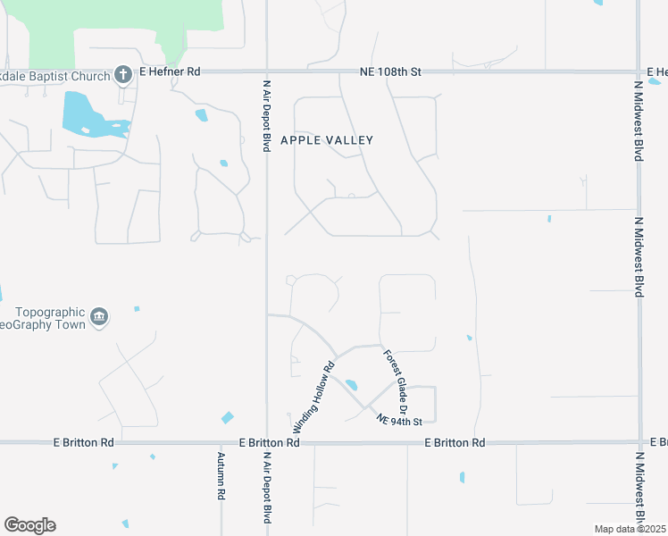 map of restaurants, bars, coffee shops, grocery stores, and more near 10017 Hidden Hollow Lane in Oklahoma City